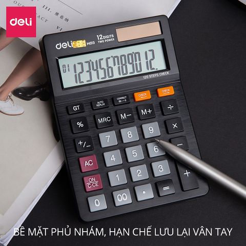 Máy Tính Cầm Tay Deli EM01320 - Màn Hình LCD Bền Bỉ, Pin Mặt Trời, Tính Toán Nhanh Chóng, Chính Xác, Phù Hợp Cho Học Sinh Văn Phòng