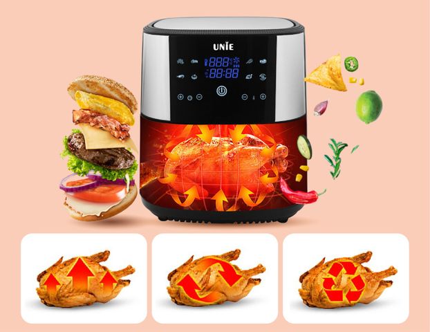Nồi Chiên Không Dầu UNIE UE-800 Dung Tích 8L - Thiết Bị Nấu Ăn Đa Chức Năng, Công Nghệ Rapid Air, Tiết Kiệm Calo