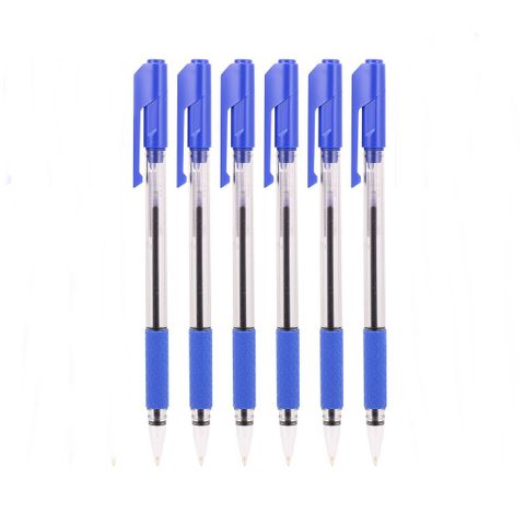 Set 6 chiếc bút bi đầu bấm mực xanh đen 0.7mm Deli EQ01630