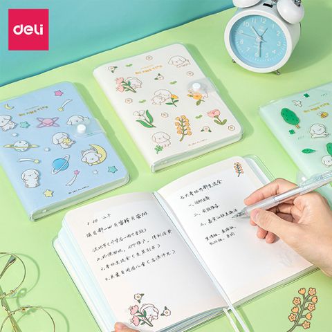 Sổ tay Deli SZ034 Họa Tiết Dễ Thương - Giấy Chống Nước, Cúc Bấm, Kích Thước 164x118mm, Sản Phẩm Văn Phòng Phẩm Cao Cấp