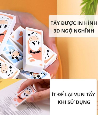 Tẩy Hình Vẽ Bò Sữa Deli 71119 - Tẩy Dễ Thương Dành Cho Trẻ Em, Thiết Kế Nhỏ Gọn, Tẩy Xóa Sạch Sẽ, Không Hỏng Giấy