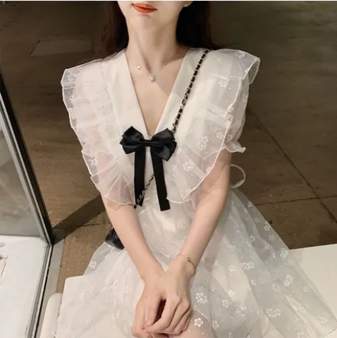 Váy nữ xinh thiết kế cao cấp , tiểu thư siêu xinh chất texmi màu kem mặc  tôn dáng tôn da cho nàng VN0281 - Tìm Voucher