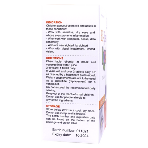 Viên nhai bổ mắt Hi-Eyes Kids - Vitamin bổ sung cho trẻ giúp sáng mắt, giảm mỏi và bảo vệ mắt khỏi ánh sáng xanh, dễ sử dụng, vị trái cây ngon.