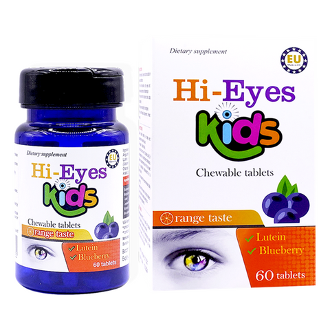 Viên nhai bổ mắt Hi-Eyes Kids - Vitamin bổ sung cho trẻ giúp sáng mắt, giảm mỏi và bảo vệ mắt khỏi ánh sáng xanh, dễ sử dụng, vị trái cây ngon.
