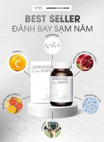 Viên uống hỗ trợ trắng da giảm thâm nám Luminous Extra White - Giúp da sáng khỏe, đều màu, bảo vệ da khỏi tác hại UV - Hộp 60 viên Mỹ