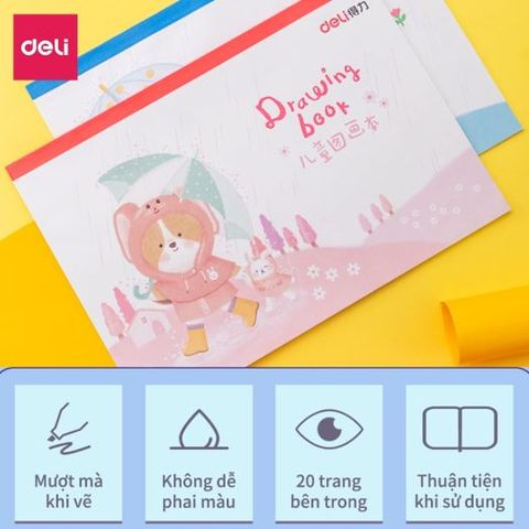 Vở Vẽ Học Sinh A4 Deli 73382 - 20 Trang Giấy Chất Lượng, Thiết Kế Độc Đáo Cho Học Sinh Yêu Hội Họa