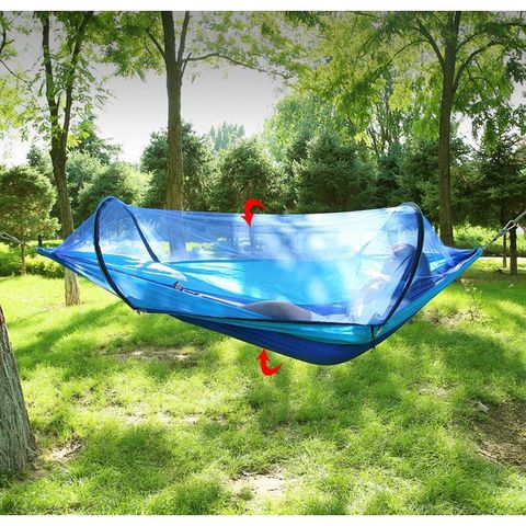 Võng Dã Ngoại Chống Côn Trùng Có Vòng Thép - Chất Liệu Polyester Bền Bỉ, Chịu Tải 200kg, Tiện Lợi Cho Gia Đình Cắm Trại Nhỏ