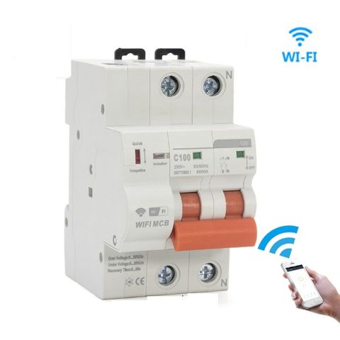 Aptomat Wifi Tuya bảo vệ lỗi điện áp 1 pha 63A SM2-63