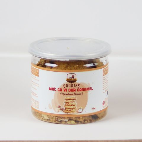 Bánh ăn kiêng Cookies vị dừa caramel Bazanland - Hương vị thơm ngon với hạt macca, đóng hộp tiện lợi, dinh dưỡng bổ sung 250g/400g