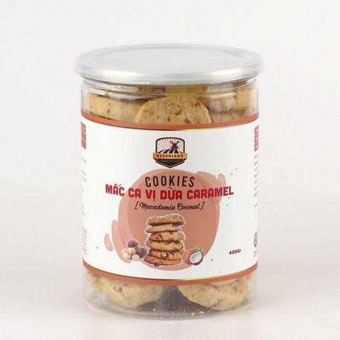 Bánh ăn kiêng Cookies vị dừa caramel Bazanland - Hương vị thơm ngon với hạt macca, đóng hộp tiện lợi, dinh dưỡng bổ sung 250g/400g