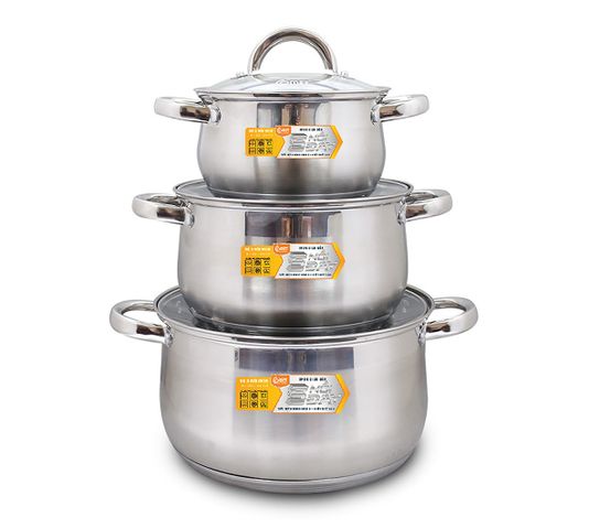 Bộ 3 Nồi Inox 5 Đáy Comet CH36-01 - Chất Liệu Inox 304 Cao Cấp, Thiết Kế Hiện Đại, Dung Tích 1.5L, 3.0L, 5.0L, Bảo Hành Chất Lượng