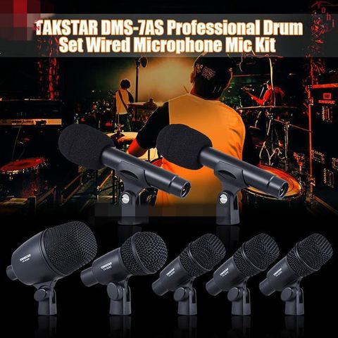 Bộ 7 Mic Takstar DMS-7AS - Micro Chuyên Dụng Cho Trống Bass, Trống Jazz, Âm Thanh Chất Lượng Cao, Lọc Âm Khử Nhiễu Tốt