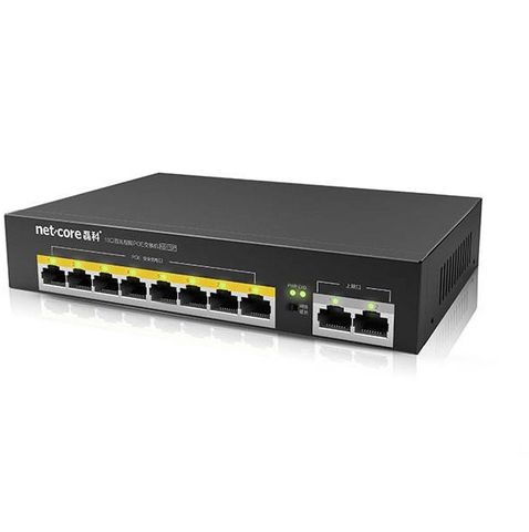 Bộ Chuyển Mạch POE Netcore NS110P 8+2 - Thiết Bị Cấp Nguồn Qua Mạng LAN Chuyên Dùng Cho Camera, Mạng và VOIP, Khoảng Cách 250m