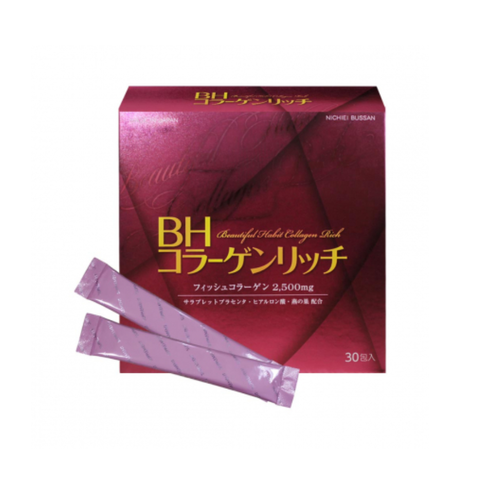 Bột Uống Collagen Nichiei Bussan Beautiful Habit Rich - 2500mg Collagen Peptide Hỗ Trợ Đàn Hồi Da, Tăng Cường Sức Khỏe Làn Da, Hộp 30 Gói