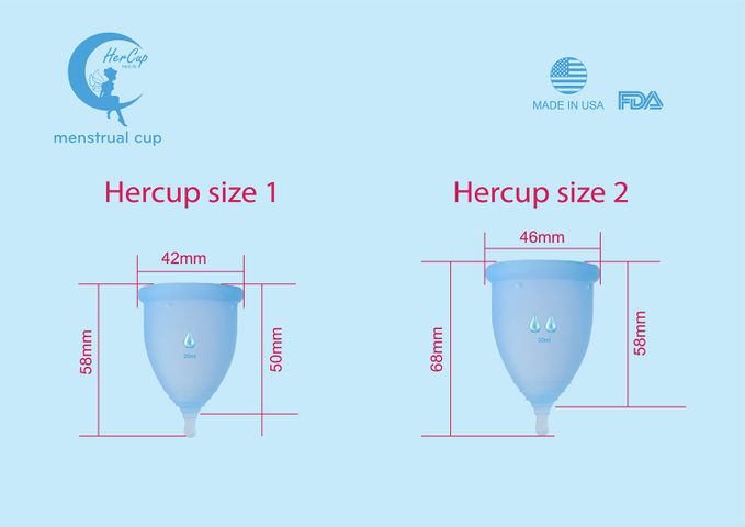 Cốc Nguyệt San Hercup Silicon Kháng Khuẩn - Sản Phẩm Thay Thế Băng Vệ Sinh An Toàn, 3 Kích Cỡ Phù Hợp Cho Phụ Nữ