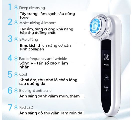 Máy Điện Di Tinh Chất 5in1 D919 Bản 2022 - Thiết Bị Chăm Sóc Da Nhật Bản Với 5 Chế Độ Làm Đẹp Thông Minh, Nâng Cơ, Cấp Ẩm, Làm Mát