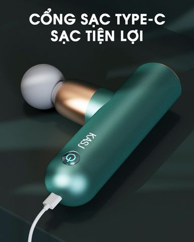 Máy massage cầm tay cao cấp KASJ A3 - Thiết bị trị liệu cơ bắp, thư giãn tinh thần, 4 đầu massage đa năng, sạc Type-C, dễ sử dụng