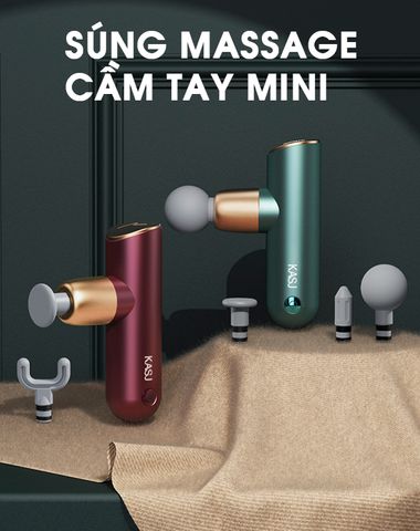 Máy massage cầm tay cao cấp KASJ A3 - Thiết bị trị liệu cơ bắp, thư giãn tinh thần, 4 đầu massage đa năng, sạc Type-C, dễ sử dụng