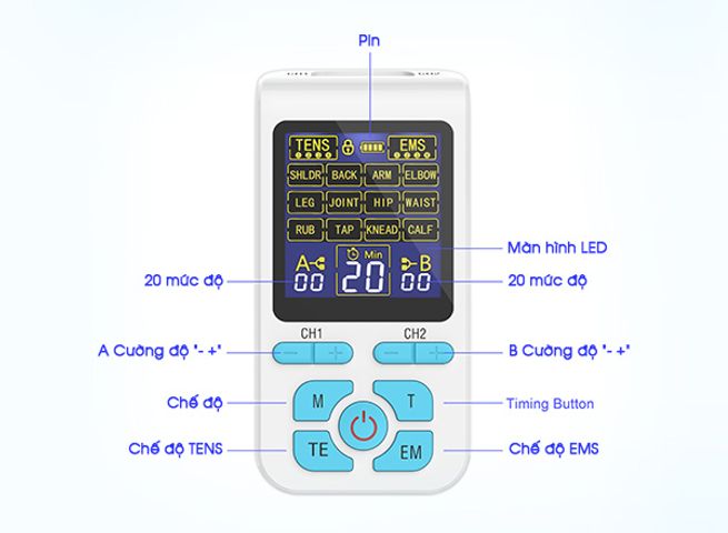 Máy massage xung điện Reiwa AS-8018 - Thiết bị trị liệu giảm đau, kích thích cơ bắp, công nghệ tiên tiến, hiệu quả cao phù hợp cho mọi đối tượng.