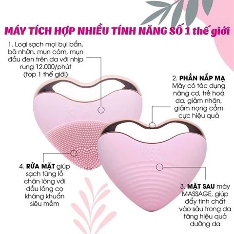 Máy Rửa Mặt Laco Luxury Thế Hệ Mới - Thiết Kế Ergonomic, Rung Massage, Chống Nước IPX7, Sạc Tiện Lợi, Tăng Cường Dưỡng Da