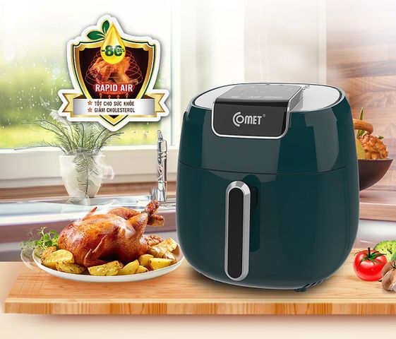 Nồi Chiên Không Dầu Comet CM6858 4.2L - Màn Hình Cảm Ứng, Công Nghệ Rapid Air Giảm 80% Dầu Mỡ, Dễ Dàng Vệ Sinh, Nấu An Toàn Tốt Cho Sức Khỏe