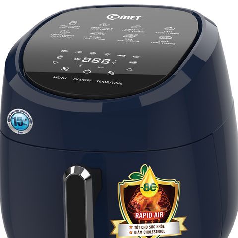 Nồi Chiên Không Dầu Comet CM6838 - Nồi Chiên Điện Tử 4L Màn Hình Cảm Ứng LED, Tiết Kiệm Thời Gian Nấu Nướng, Dễ Sử Dụng