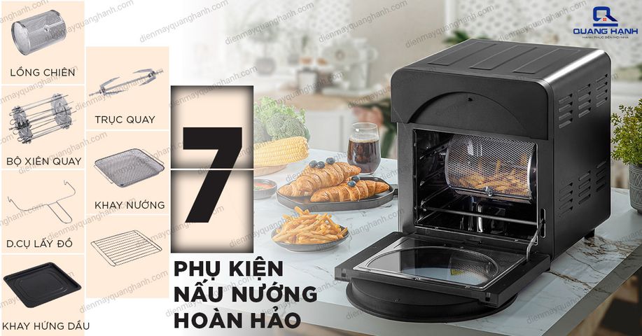 Nồi Chiên Không Dầu Olivo AF15 15 Lit - Công Suất 2000W, Nhiệt Độ Tối Đa 220°C, Chiên Gà, Vịt Nguyên Con Dễ Dàng