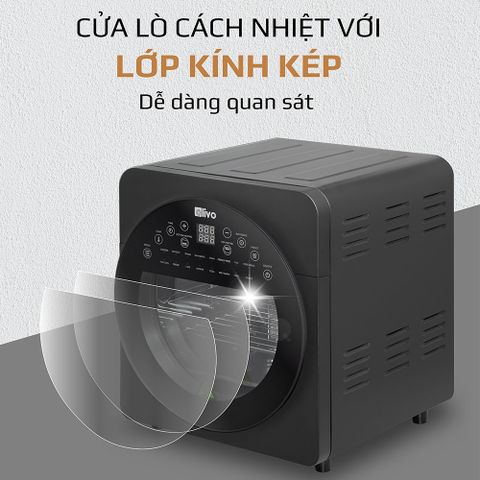 Nồi Chiên Không Dầu Olivo AF15 15 Lit - Công Suất 2000W, Nhiệt Độ Tối Đa 220°C, Chiên Gà, Vịt Nguyên Con Dễ Dàng