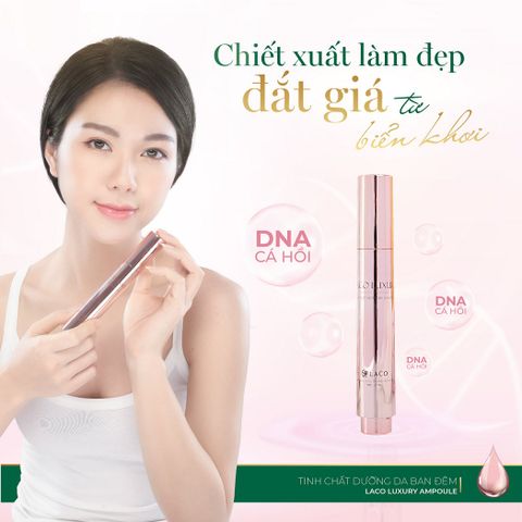 Tinh Chất Laco Ampoule DNA Cá Hồi Dưỡng Da Ban Đêm 15ml - Đủ Omega 3, Chống Lão Hóa, Dưỡng Trắng Da Tươi Trẻ