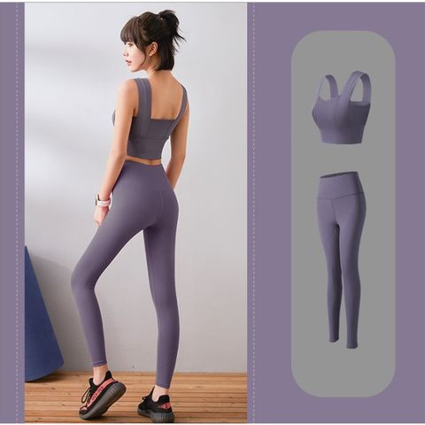 Bộ Đồ Tập Gym Nữ BD051 Áo Bra Có Đệm + Quần Dài Cạp Cao Ôm Sát Tôn Dáng, Chất Liệu Co Giãn Thoải Mái, Thích Hợp Tập Gym và Yoga