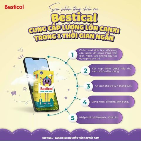 Canxi Sinh Học Bestical 120ml - Hỗ Trợ Xương Răng Chắc Khỏe Cho Trẻ Em, Giúp Tăng Chiều Cao, Hương Dâu Thơm Ngon