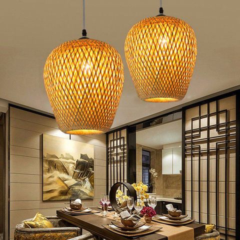 Combo 3 Đèn Lồng Mây Tre Thả Trần (2 Dài + 1 Ngắn) - Trang Trí Độc Đáo Phòng Khách, Phòng Ngủ, Quán Cafe