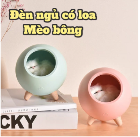 Đèn Ngủ Tổ Ấm Mèo Con Dễ Thương - Đèn LED Tích Hợp Loa Bluetooth, Sạc USB - Trang Trí Phòng Ngủ, Quà Tặng Thú Vị