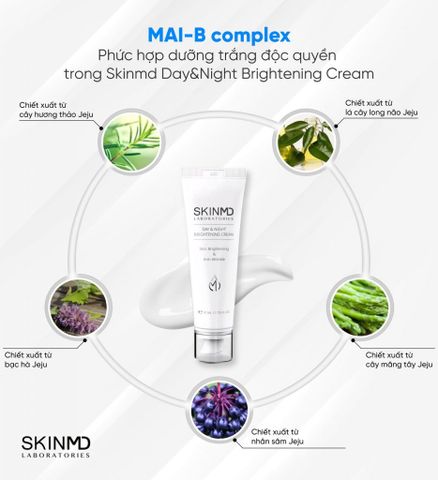 Kem Dưỡng Trắng Da Mặt SkinMD Day & Night Brightening Cream - Kết Quả Trong 4 Tuần, Làm Mờ Đốm Nâu, Tăng Đàn Hồi Da