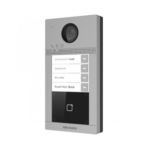 Nút bấm IP 4 cổng Hikvision DS-KV8413-WME1(B) - Thiết bị chuông cửa thông minh, vỏ nhôm sang trọng, kết nối wifi cho villa
