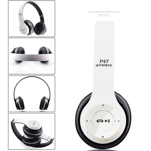 Tai Nghe Chụp Tai Bluetooth P47 - Âm Thanh Sống Động, Bass Mạnh, Kết Nối Không Dây Tiện Lợi cho Smartphone và Laptop