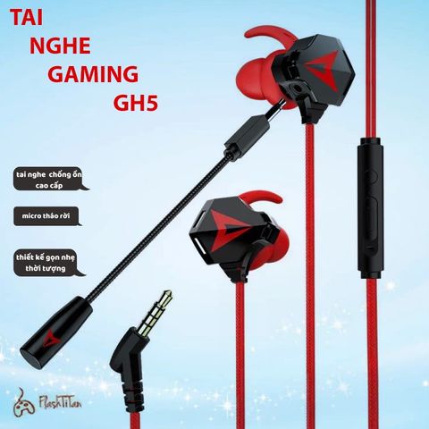 Tai Nghe Gaming Có Dây GH5 Cao Cấp - Micro Rời, Âm Thanh Chất Lượng Cao, Tương Thích Điện Thoại và Máy Tính