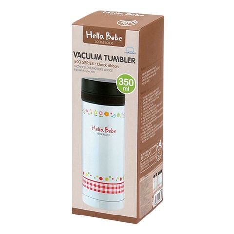 Bình Giữ Nhiệt Lock&Lock Hello Bebe Check Ribbon HBB316 - 350ml Thép Không Gỉ, Họa Tiết Ngộ Nghĩnh, Tiện Lợi Cho Học Sinh Và Dã Ngoại