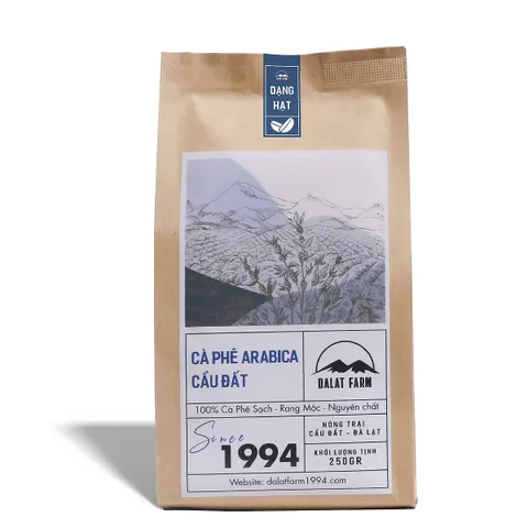 Cà phê Arabica Cầu Đất DaLat Farm rang xay mộc nguyên chất dạng hạt