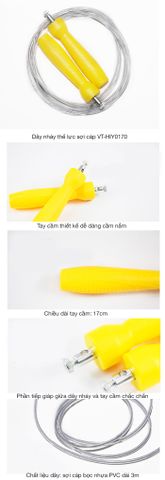 Dây Nhảy Thể Lực Sợi Cáp VT-HIY0170 - Dụng Cụ Tập Luyện Tăng Cường Sức Bền và Linh Hoạt, Màu Xanh/Vàng/Cam, Dài 3m