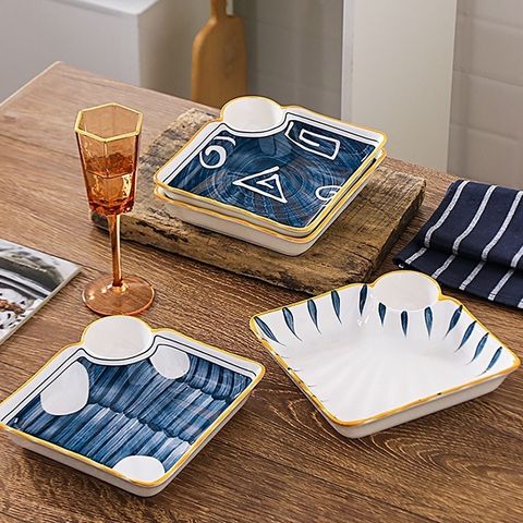 Đĩa Sứ Vuông Retro Có Ngăn Đựng Gia Vị - Thiết Kế Vintage Sang Trọng, Chất Liệu Sứ Xương Cao Cấp