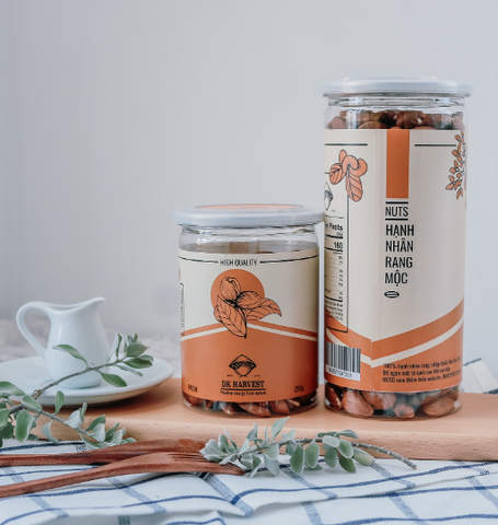 Hạt Hạnh Nhân Rang Mộc DK Harvest Nguyên Vị - Hạt Dinh Dưỡng Tự Nhiên, Giàu Chất Xơ, Tốt Cho Sức Khỏe, Đóng Gói 250g/500g
