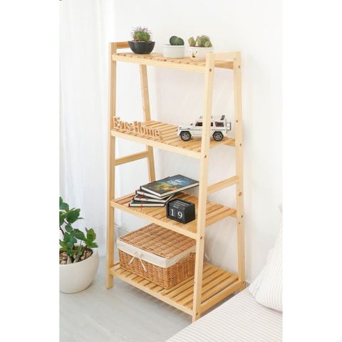 Kệ Chữ A Gỗ Thông 4 Tầng Phong Cách Hàn Quốc - Giá Sách Đa Năng Cho Phòng Ngủ, Văn Phòng, Homestay, Gọn Gàng, Hiện Đại