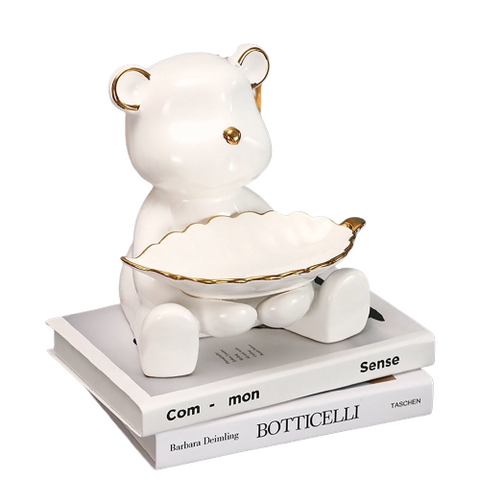 Khay Đựng Đồ Hình Gấu Sứ BearBrick - Đồ Trang Trí Nhà Cửa Dễ Thương, Gốm Sứ Cao Cấp, Xu Hướng Hoàng Gia Bắc Âu