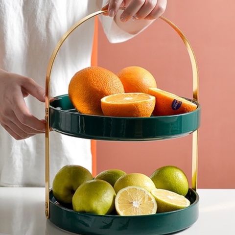 Khay sứ ngọc bích 2 tầng cao cấp - Khay đựng bánh trái và kẹo ngọt sang trọng, trang trí nhà cửa hiện đại và tinh tế