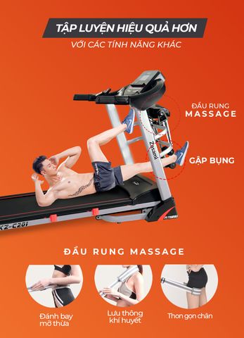 Máy Chạy Bộ Điện Zasami KZ-C201 - Gấp Gọn, Băng Chạy Rộng 130x45cm, Tự Động Nâng Dốc 15% - Thiết Bị Tập Luyện Thông Minh tại Nhà