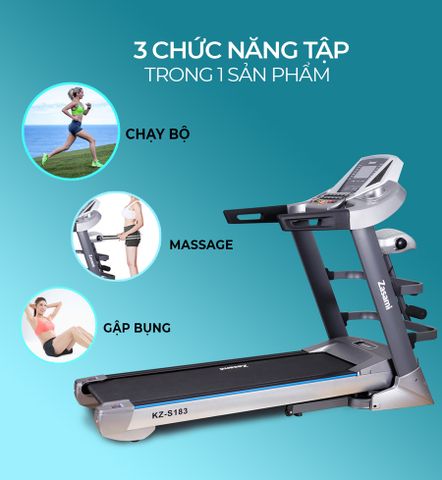 Máy Chạy Bộ Điện Zasami KZ-S183 - Thiết Kế Gập Gọn, Động Cơ 3.0HP, Màn Hình LCD, Hỗ Trợ Tập Luyện Tại Nhà, Giữ Vóc Đẹp Thon Gọn