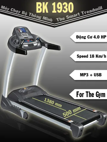 Máy Chạy Bộ Điện Thông Minh BK-1930 - Khung Chắc Chắn, Tải Trọng 150Kg, Tốc Độ 0.8-18Km/h, Công Nghệ Hiện Đại, Gấp Gọn Thể Thao Tại Nhà