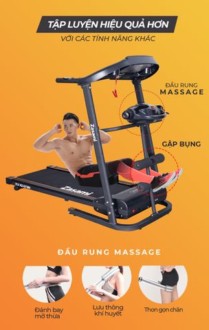 Máy Chạy Bộ Điện Zasami Fly KZ-G7380 - Thiết Kế Gập Gọn, Động Cơ 1.25HP và 12 Chương Trình Tập Luyện Kết Hợp Massage