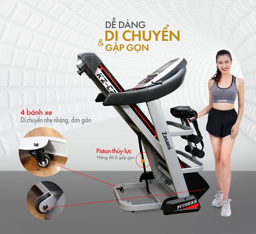 Máy Chạy Bộ Điện Zasami KZ-C203 - Thiết Kế Sang Trọng, Động Cơ 3.5 HP, Chức Năng Mp3, Chịu Tải 180kg, Dễ Dàng Gấp Gọn, Tập Luyện Tại Nhà